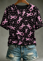 Women'S Breast Cancer Promotional Print Short Sleeved T-Shirt