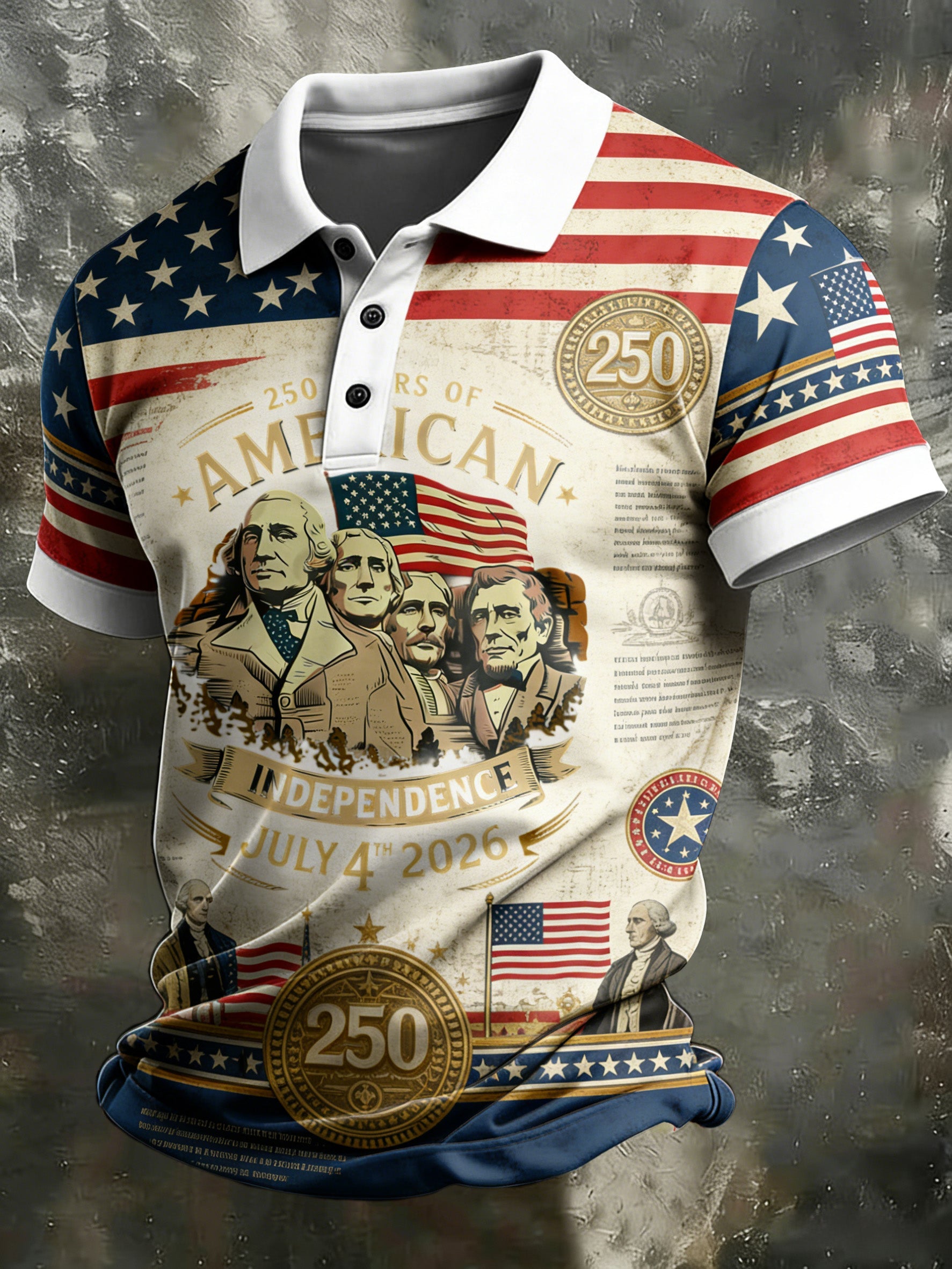 Unisex Casual 250Th Anniversary Celebration Short Sleeved Polo Shirt