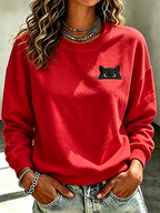 Women'S Casual Black Cat Art Printed Sports Shirt