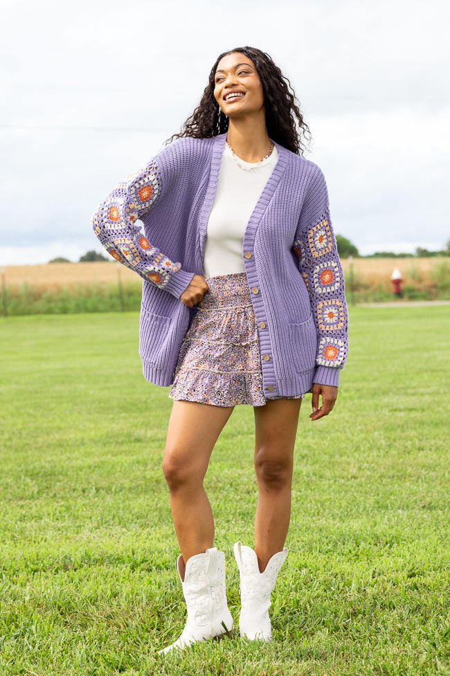 Posie Crochet Purple Sweater FINAL SALE