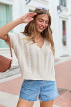 Sophia Short Sleeve Cable Knit Cardigan FINAL SALE
