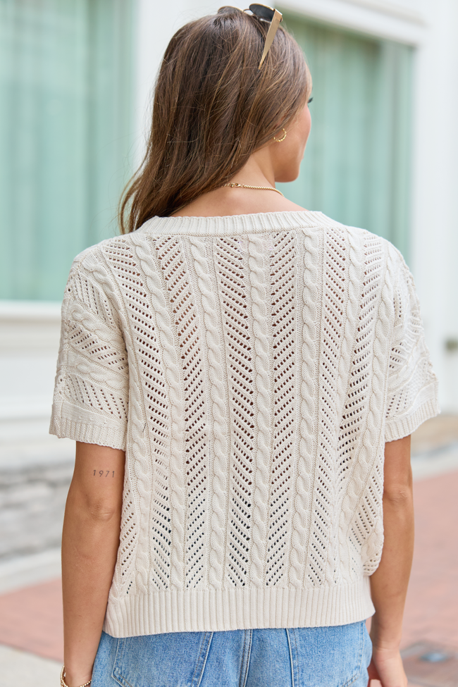 Sophia Short Sleeve Cable Knit Cardigan FINAL SALE