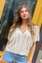 Sophia Short Sleeve Cable Knit Cardigan FINAL SALE