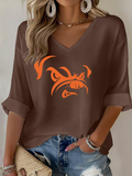 Women'S Football Print Casual Waffle T-Shirt