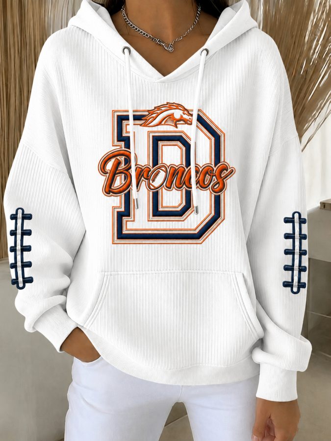 Women'S Football Printed Hooded Sweatshirt