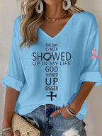Women'S Breast Cancer Faith Printed Waffle T-Shirt