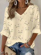 Women'S Cat Printed Waffle T-Shirt