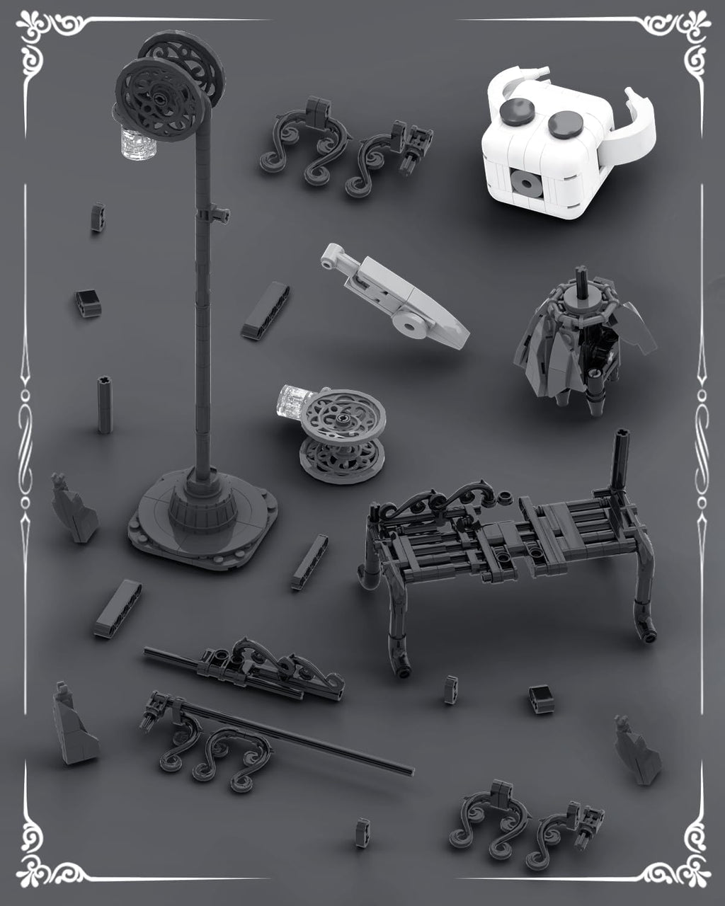 Knight Figure Brick Set-Popular Game Knight Merch Building Set with Light