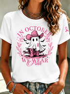 Women'S Pink Art Printed Casual T-Shirt