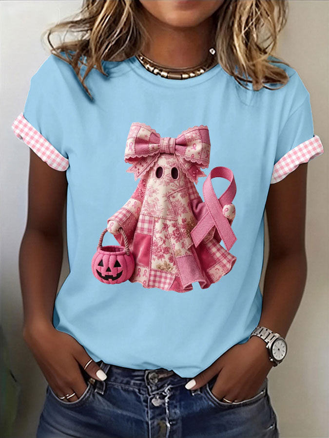 Women'S Retro Pink Art Printed T-Shirt