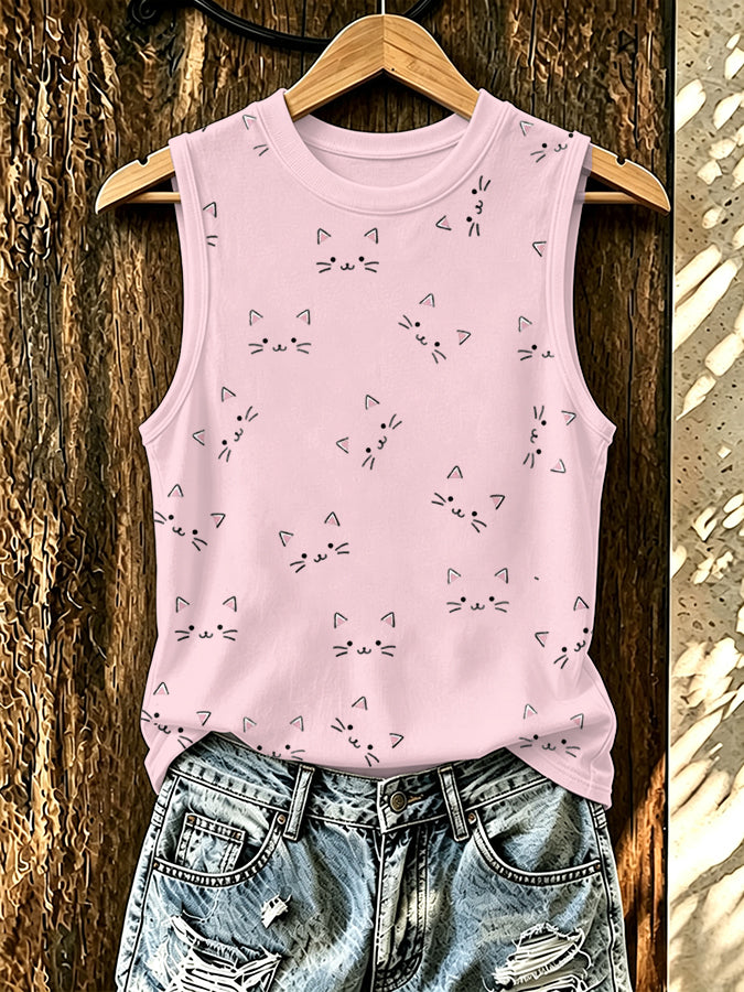 Women'S Cat Print Tank Top
