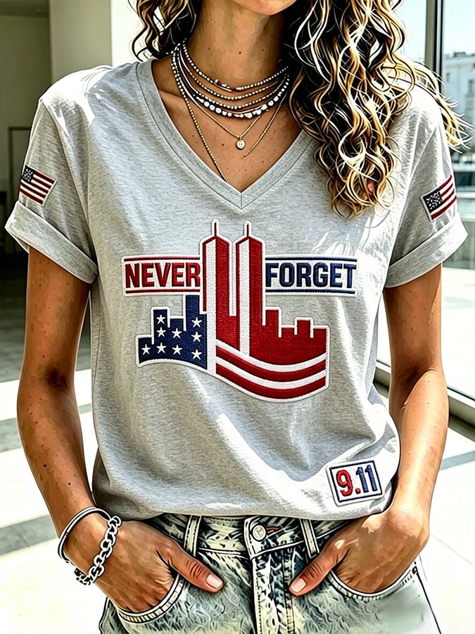 Women's Never Forget September 11 Print T-Shirt