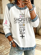 Women'S Breast Cancer Faith Print Casual Waffle Top