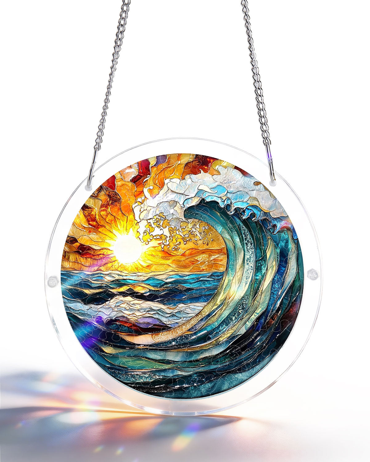 Acrylic Jigsaw Puzzle Suncatcher - Sunflare Ocean Crest