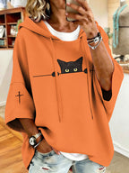 Women'S Vintage Cat Print Hoodie
