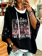 Women'S Vintage In October We Wear Pink Print Hoodie