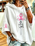 Women's Breast Cancer Print Loose Sweatshirt