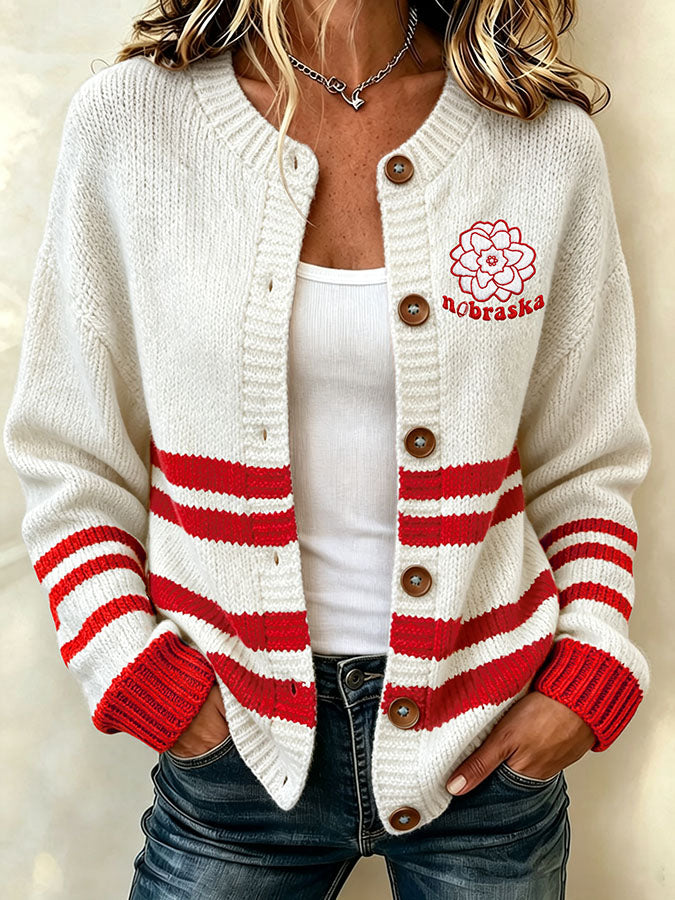 Women'S Casual Football Plant Knitted Cardigan Top