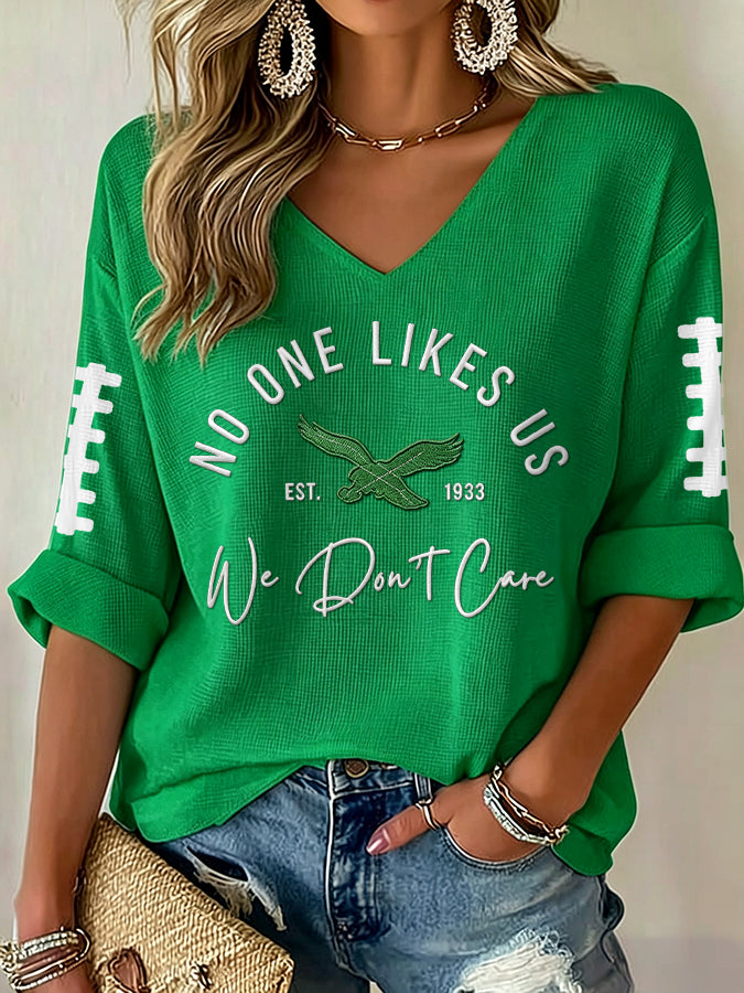 Women'S Football  Print Waffle  Top