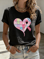 Women'S Breast Cancer Promotional Print Casual T-Shirt