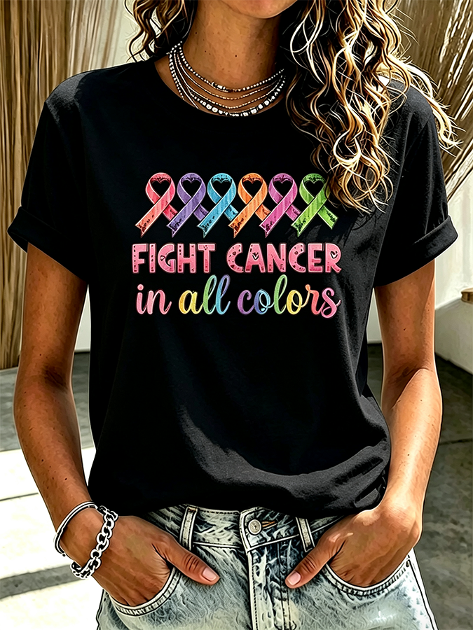 Women'S Casual All Cancer Fight T-Shirt