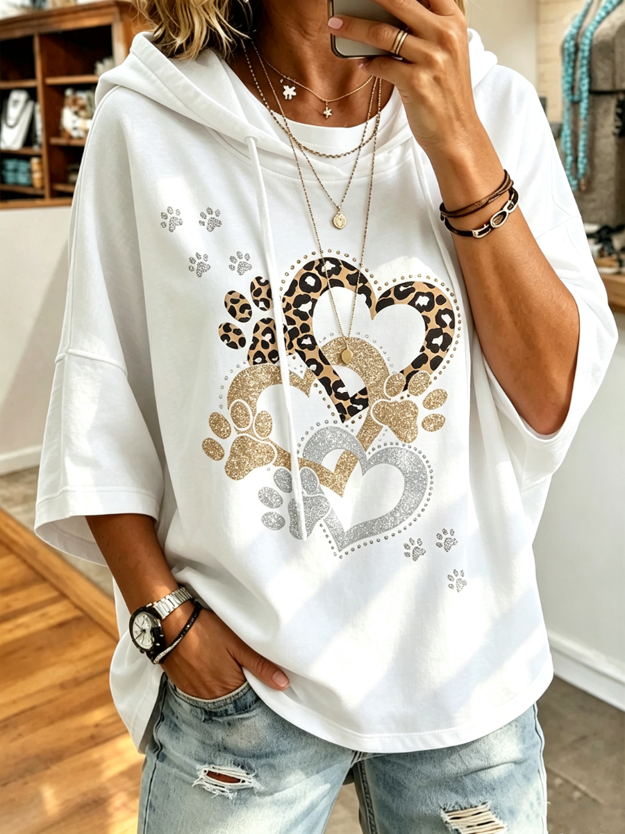 Women's Casual Cute Cat Ar Printed Hoodie