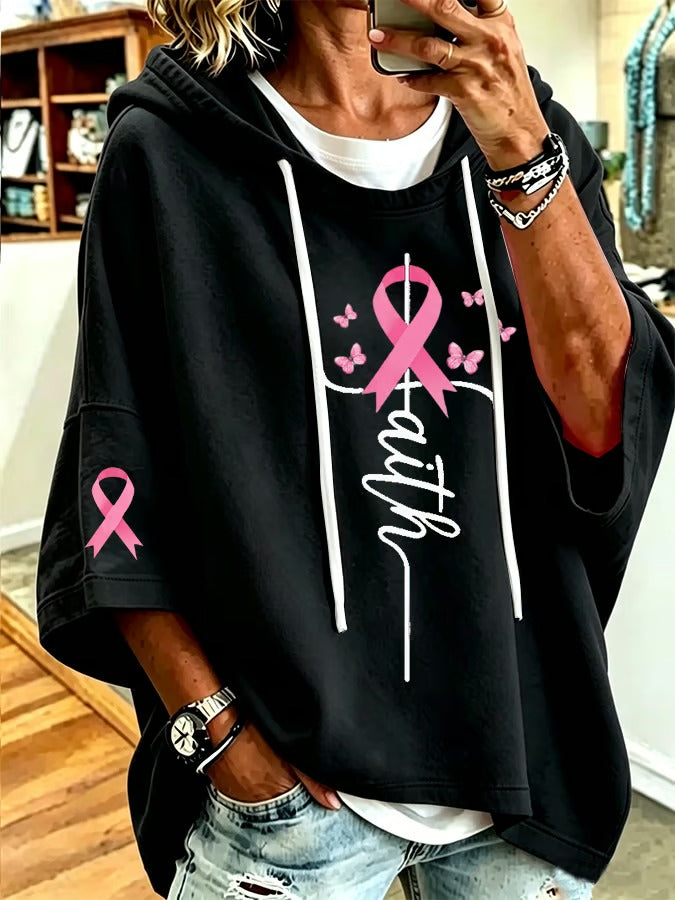 Women's Breast Cancer Print Loose Sweatshirt