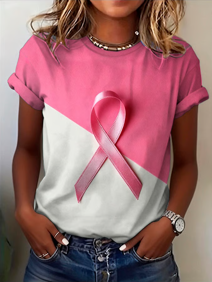 Women'S Breast cancer awareness Printed Casual T-Shirt