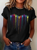 Women's Cute Paw Printed T-shirt