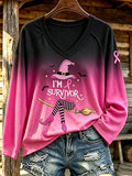 Women'S I'M A Survivor Printed Long Sleeve T-Shirt