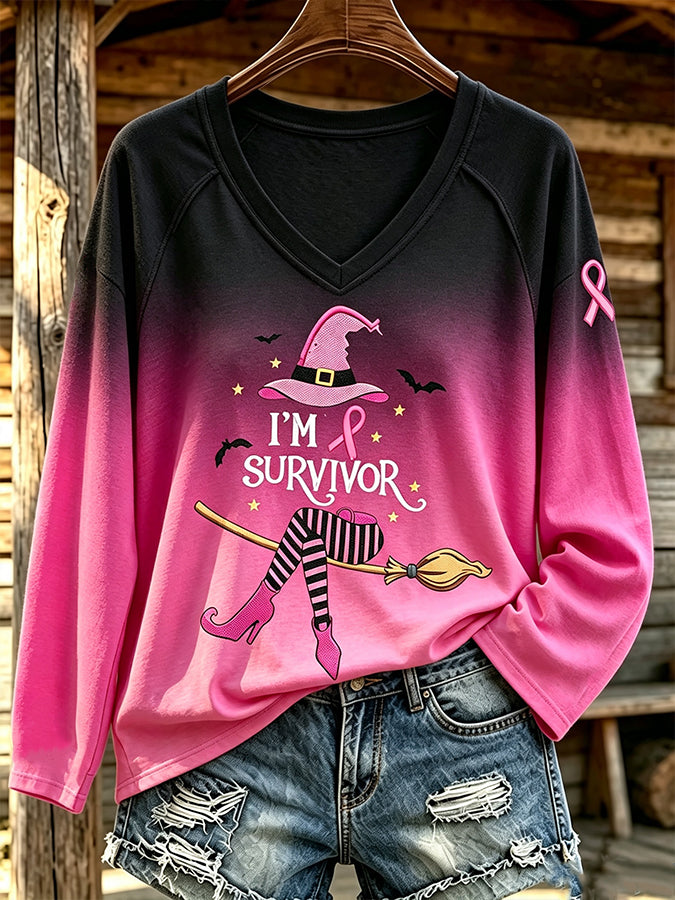 Women'S I'M A Survivor Printed Long Sleeve T-Shirt