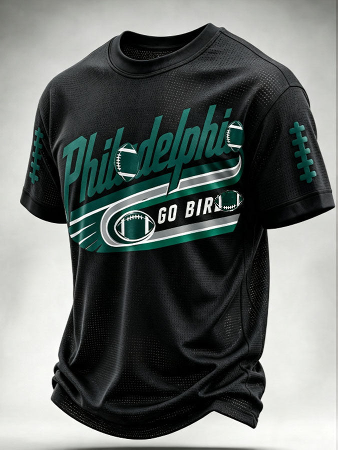 Men's Eagles and Go Birds Football Print Waffle T-shirt