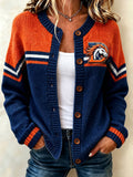 Women'S Football Fans Print Knitted Cardigan Top