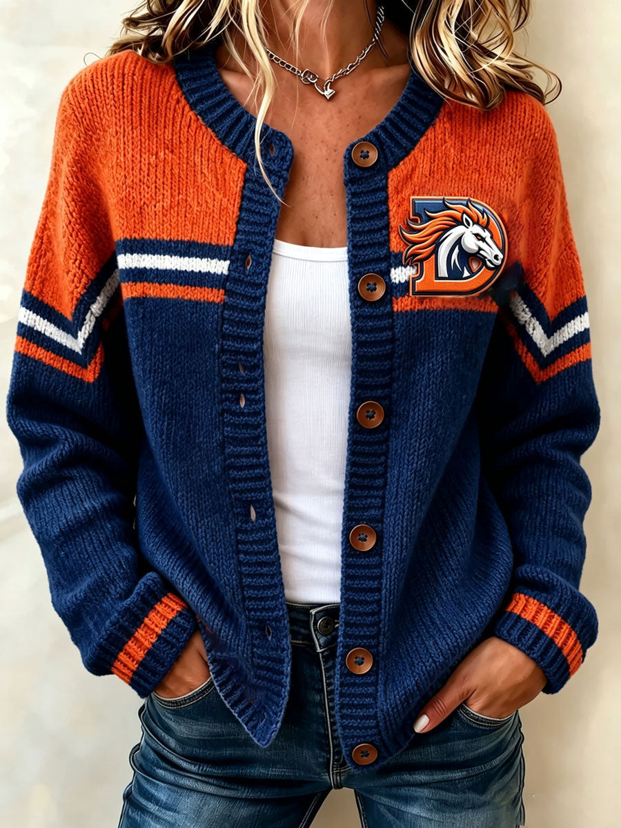 Women'S Football Fans Print Knitted Cardigan Top