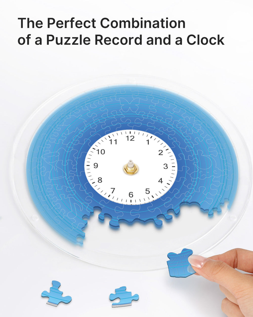 DIY Acrylic Puzzle Clock Kit - Gradient Blue