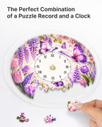 DIY Acrylic Puzzle Clock Kit - Purple Wisteria Butterflies