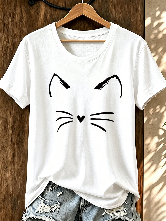 Women's Cat Printed Casual T-shirt