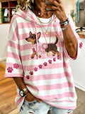 Women'S Retro Breast Cancer Awareness Dog Print Blouse
