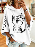 Women'S Vintage Cat Print Hoodie