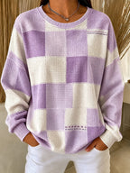 Women's Casual Plaid Art Waffle Top