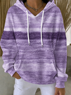 Women'S Breast Cancer Awareness Print Long Sleeve Hooded Sweatshirt