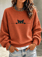 Women'S Casual Black Cat Art Printed Sports Shirt