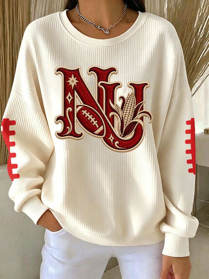 Women'S Football Print Casual Sweatshirt