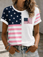 Women'S Casual Flag Breast Cancer Promotion Pink Art T-Shirt
