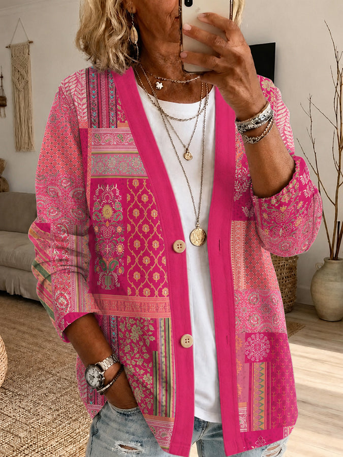 Women'S Floral Printed Casual Cardigan