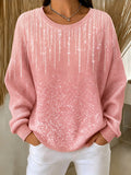 Women'S Pink Gradient Casual Knitted Sportswear