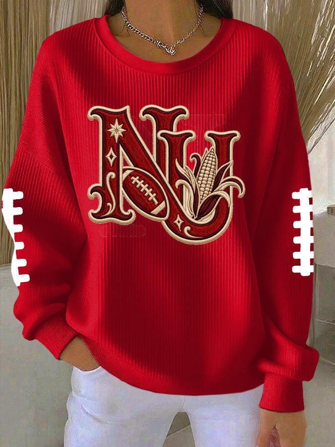 Women'S Football Print Casual Sweatshirt