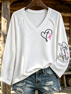Women'S Breast Cancer Awareness Printed Long Sleeve T-Shirt
