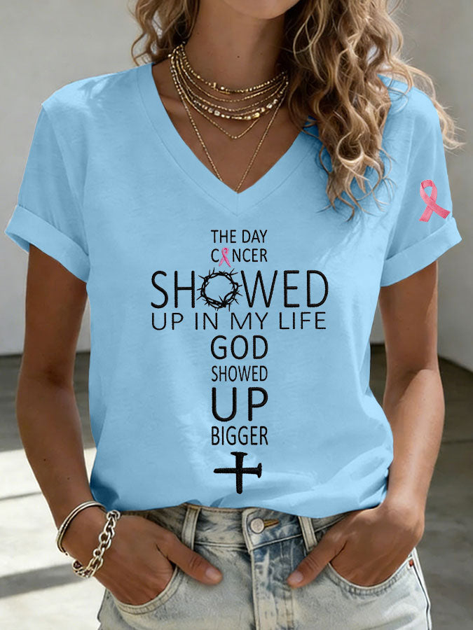 Women'S Breast Cancer Awareness Printed Casual T-Shirt