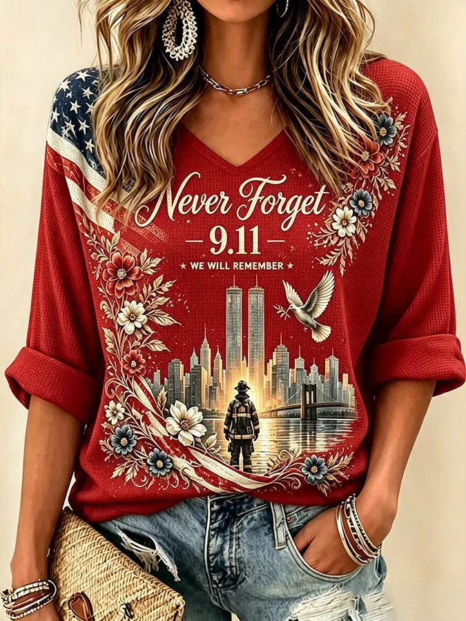 🕯️Women's Never Forget September 11 Print T-Shirt